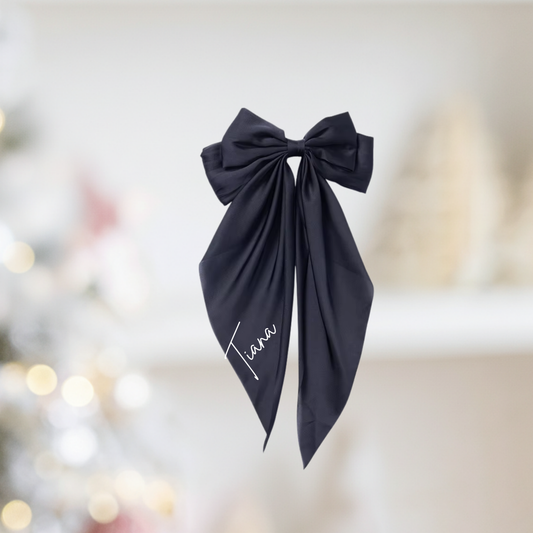 The Personalized Luxe Long-Tail Bow Hair Clip