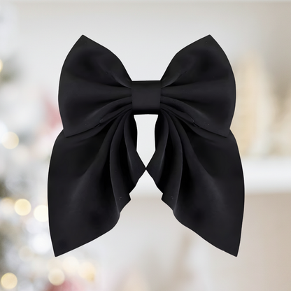 Short Classic Silk Bow Hair Clip