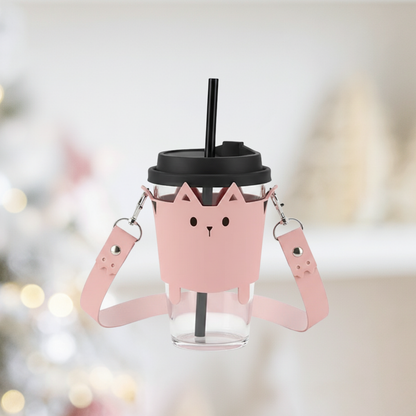 PU Leather Cat Cup Sleeve