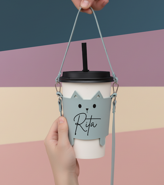 PU Leather Cat Cup Sleeve