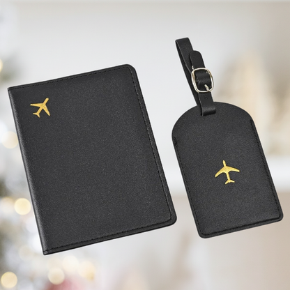 The Personalized Deluxe PU Leather Travel Set
