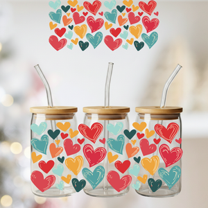 Whimsical Hearts Glass Can