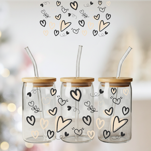 Doodle Heart Sipper Glass