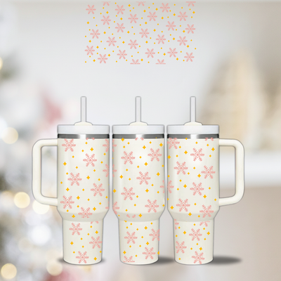 Pink and Gold Snowflake Pattern