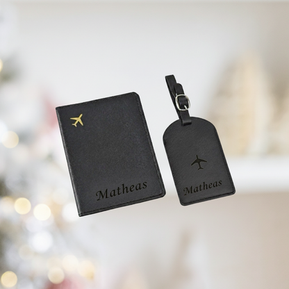 The Personalized Deluxe PU Leather Travel Set