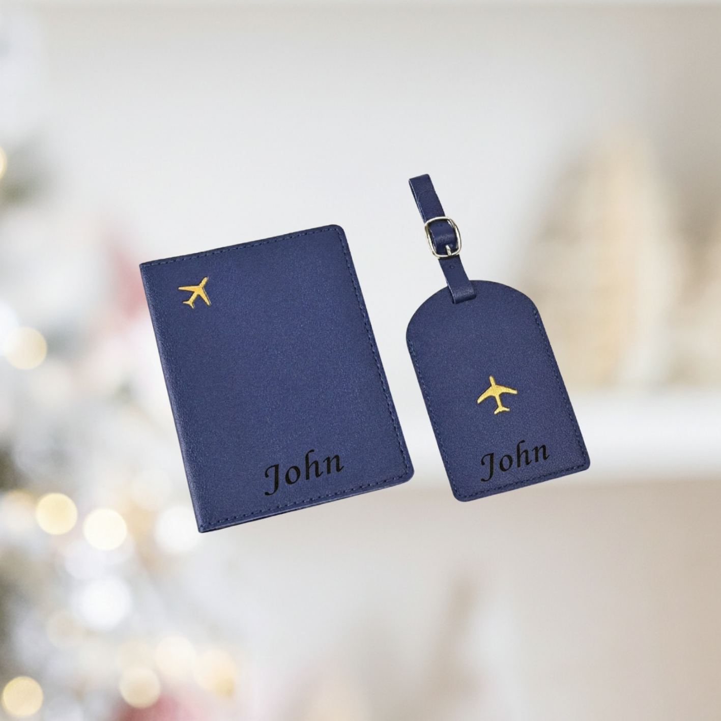 The Personalized Deluxe PU Leather Travel Set