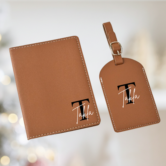The Personalized Deluxe PU Leather Travel Set