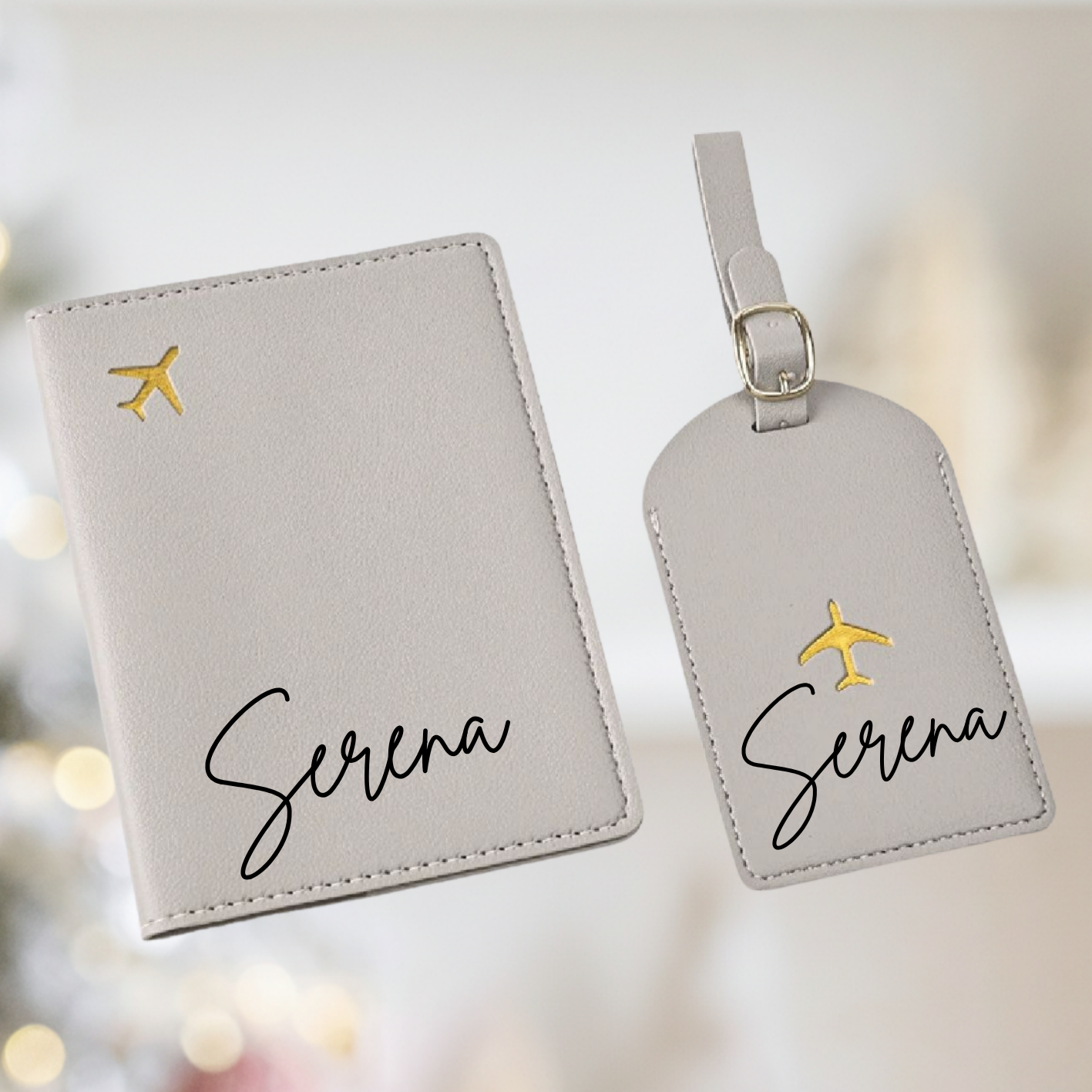 The Personalized Deluxe PU Leather Travel Set