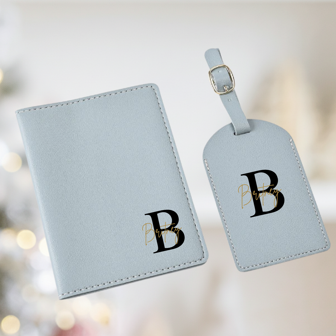 The Personalized Deluxe PU Leather Travel Set