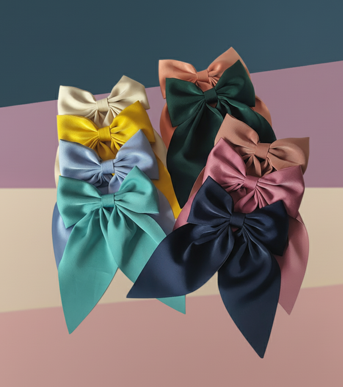 Medium Neutral Silk Satin Hair Bows