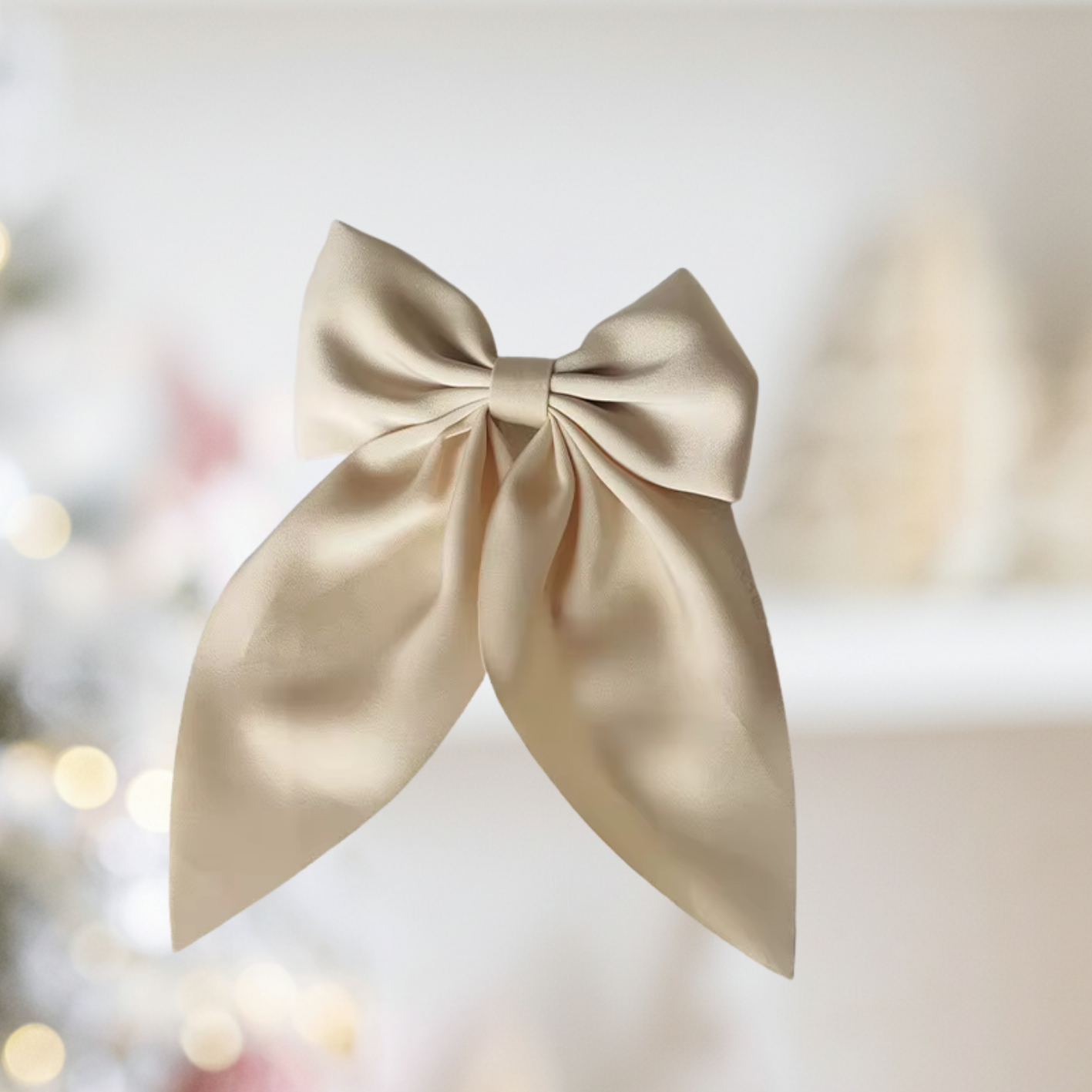 Medium Neutral Silk Satin Hair Bows